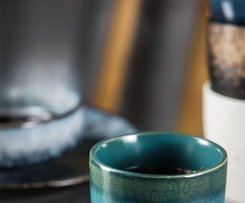 Japanese Ceramic TeaCup Stoneware Mug Soup Cup for Tea Ceremony Minimalist Style Hotel Home Decoration Heat-resistant Thickened.