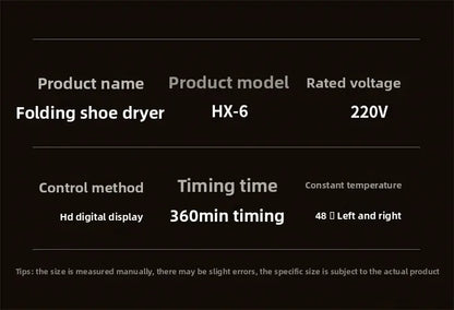 Portable Foldable Electric Shoe Dryer UV Blue Light UV Sterilization Deodorizing Shoe Dryer Fast Drying Household Shoe Dryer