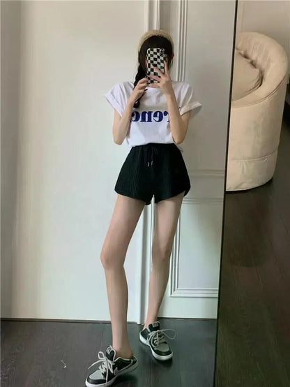 Women Gym Fitness Running Shorts Women's Summer Thin Style Loose Casual Large Size Wide Leg High Waist A-word Sports Hot Pants