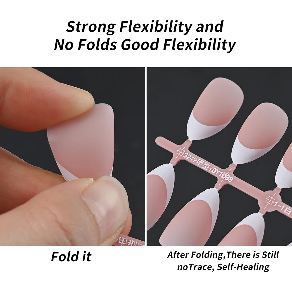 150Pcs Pre-made French False Nails Scarless Coffin Almond Fake Nail Artificial Fingernails Press on Nails for Nail Extension.