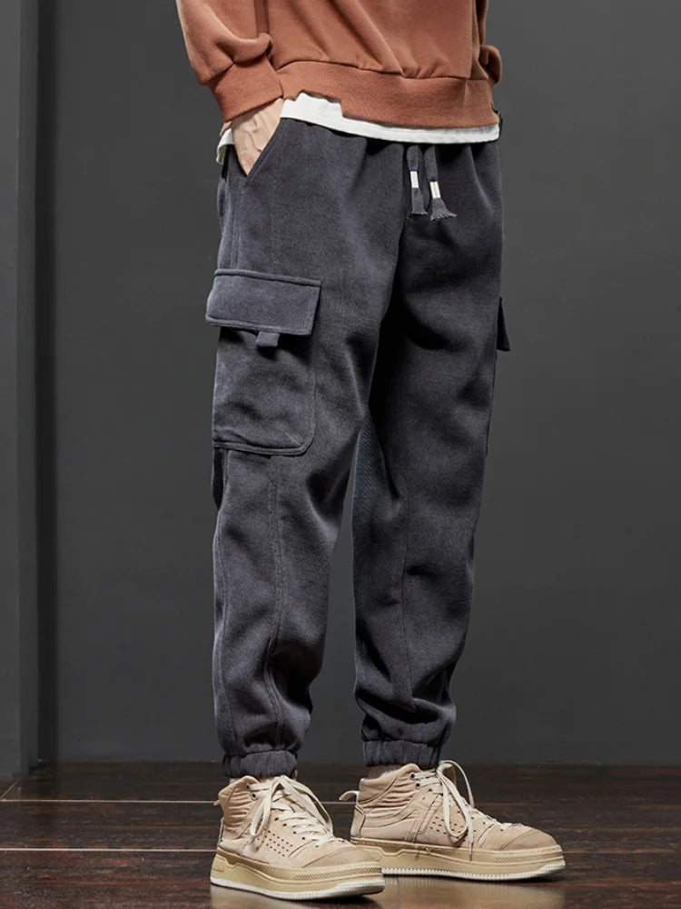 Spring Autumn New Style Elastic Waist Casual Pants for Men Stretch Straight Drawstring Harem Jogging Sports Long Pants Male.