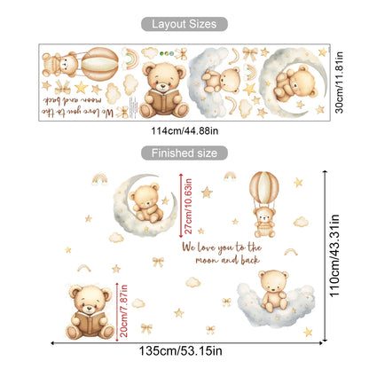 Cartoon Hot Air Balloon Animals Bear Rabbits Wall Stickers for Child Room Boy Room Decoration Nursery Baby Room Decoration Decal