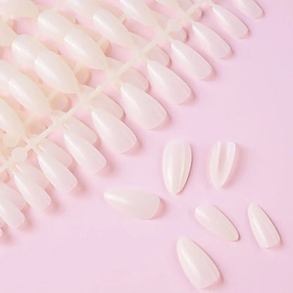 120Pcs Shinny Milk White Press on Nails Medium Almond Fake Gel Nails Glossy Solid Colored Fake Nail Tips Daily Wear Manicure DIY.