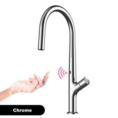 Modern style gun gray pull-out kitchen faucet with 1 handle for hot&cold water intelligent sensing and 2 functions for sink Tap