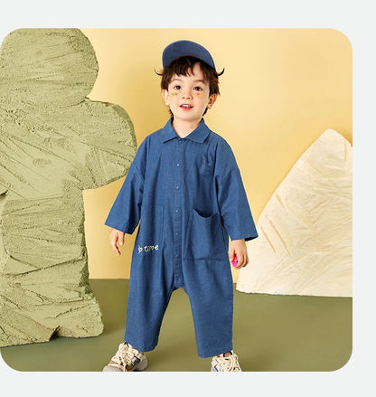Mini Bala Outdoor Einteiliges Strampler-Set für Babys, Kinder-Arbeitskleidung, Krabbelanzug, Overall, Neu im Herbst und Winter 2024