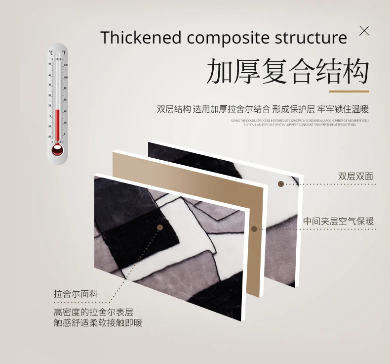 Double-layer Thick Plush Blanket Warm Skin Friendly in Winter Quilt Multiple Non Shedding Prints High Quality Bedding Article.