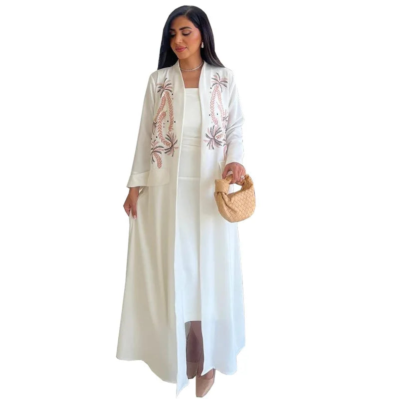 UNI Ramadan Eid Open Kimono Abaya Dubai Luxury Embroidered Abaya Islam Muslim Modest Dress Women Kebaya Kaftan Robe Femme Musulm
