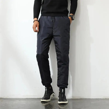 New Winter Thermal White Duck Down Pants for Men Loose Fit High Waist Warm Thickened Elastic Waistband Down Trousers Man PT-590.