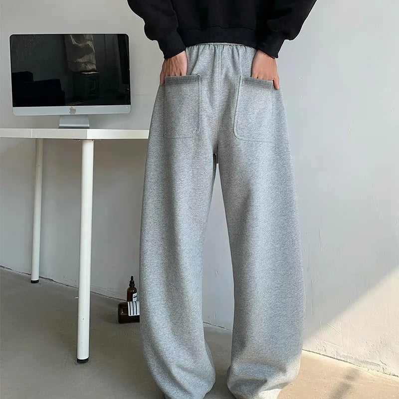 New Men's Casual Pants Side Striped Wide Leg Outdoor sports pants Straight Sweatpants Neutral High-quality Long Baggy Trousers.