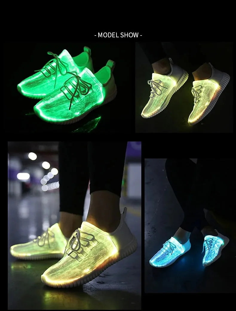 7ipupas LED Shoes for Boys Girls Women and Men Fiber Optic Shoes and Elastic Sole USB Rechargeable Lightweight Sneakers.