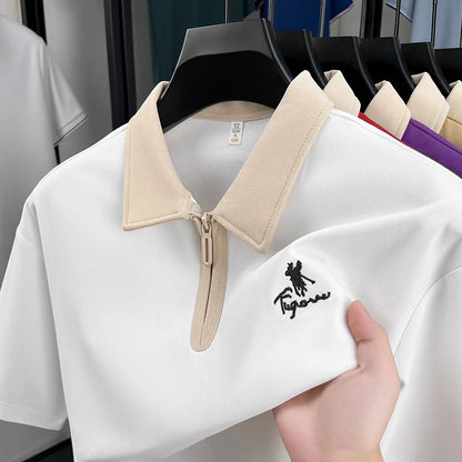 Designer brand fashion short sleeve polo shirt men luxury pony embroidery breathable summer color blocked high-end Paul T-shirt