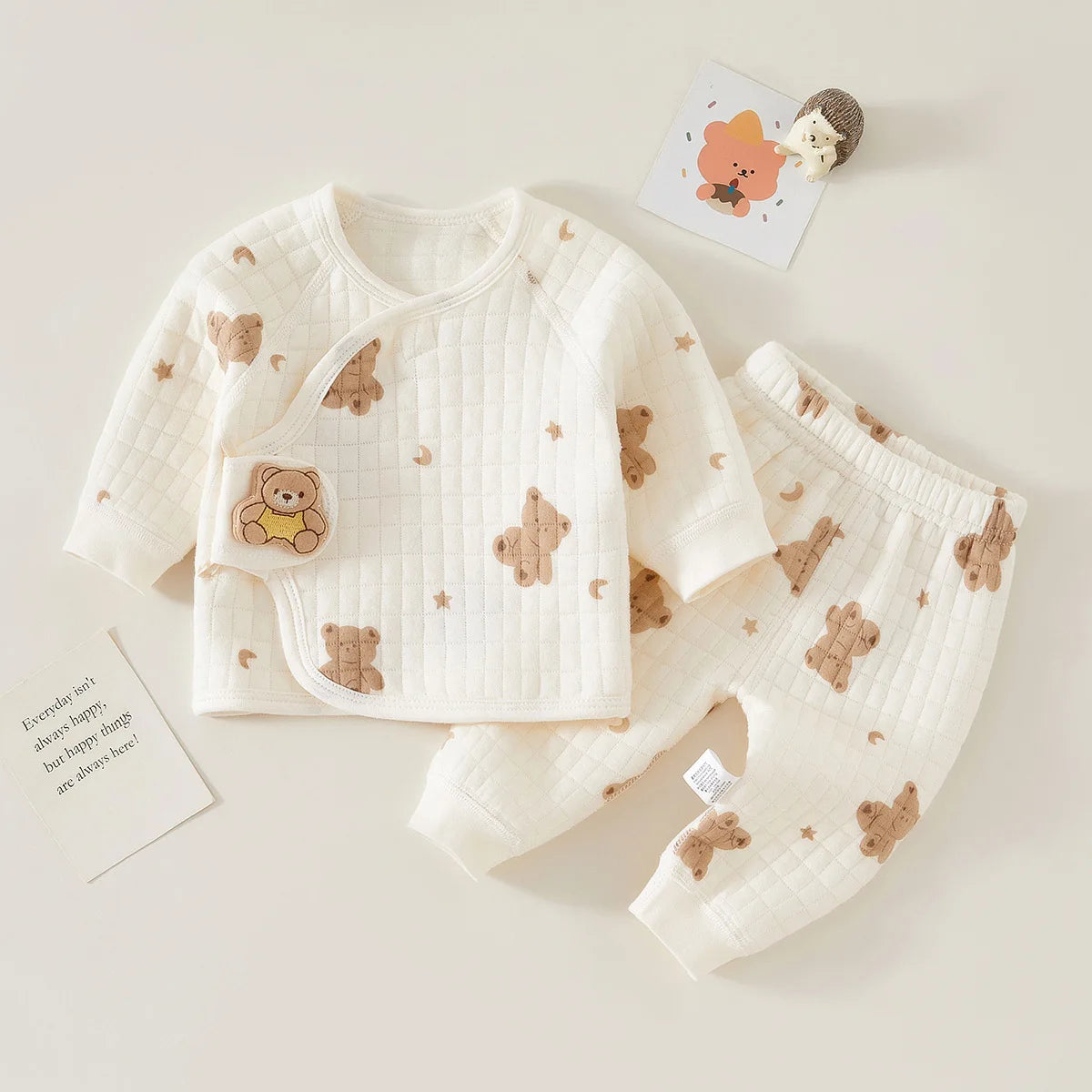 Autumn Winter Thermal Underwear Suit Baby Clothing Sets Boys Girls Pajama Sets Baby Warm Sleepwear Cartoon bear Kids Clothes.