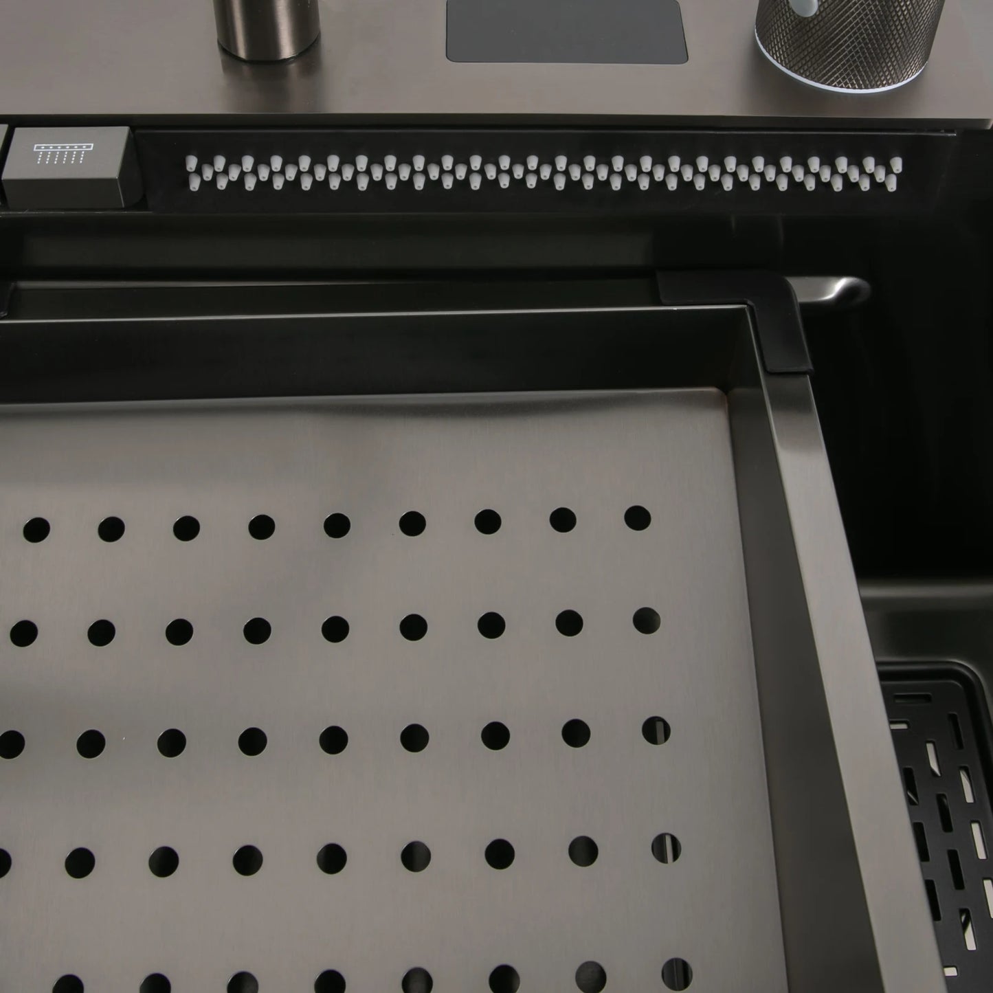 Küchenspüle aus Edelstahl mit ausziehbarem Wasserhahn, Wasserfallspüle mit Digitalanzeige, multifunktionale Küchenspüle für die Arbeitsstation