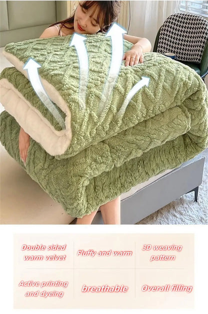 New Super Thick Winter Warm Blanket for Bed Artificial Lamb Cashmere Weighted Blankets Soft Comfortable Warmth Quilt Comforter.
