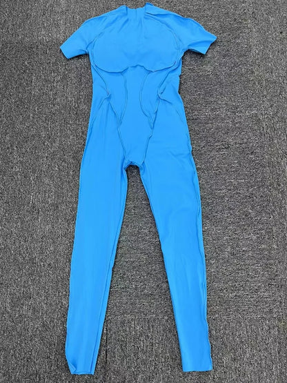 Seamless Yoga Jumpsuits Sports Fitness Hip-lifting Backless Short-sleeved One-piece Workout Gym Leggings Tracksuits for Women