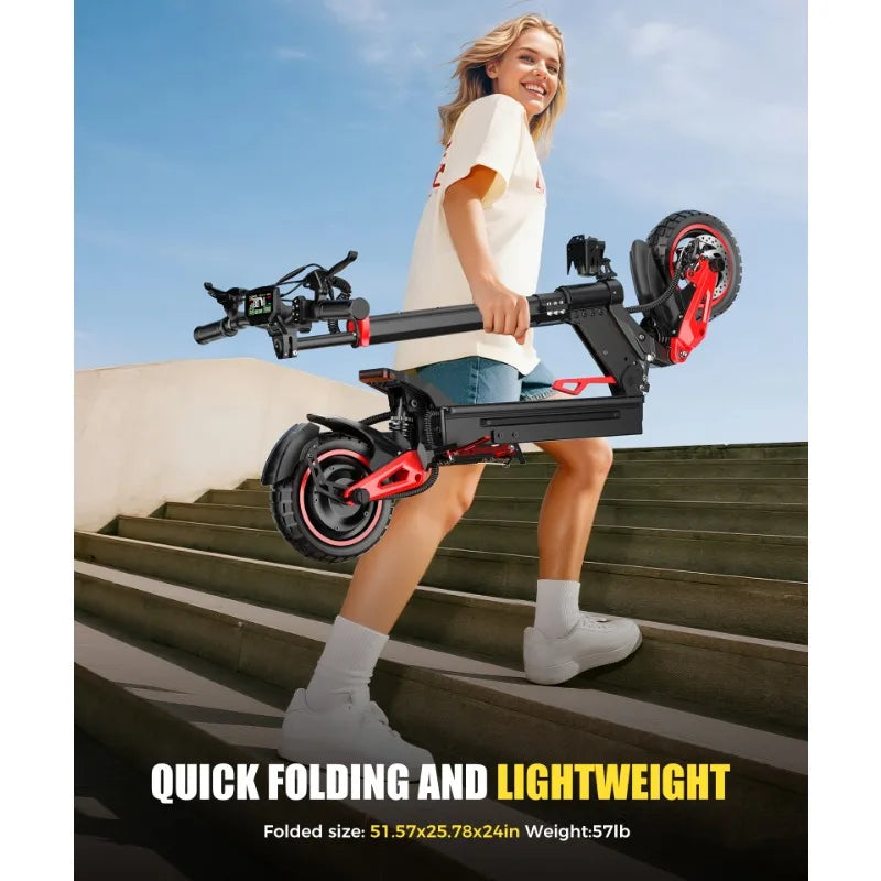 J15MAX Electric scooter 1600W powerful motor 48V18AH lithium battery foldable E scooter 10-inch tires adult off-road e-scooter.