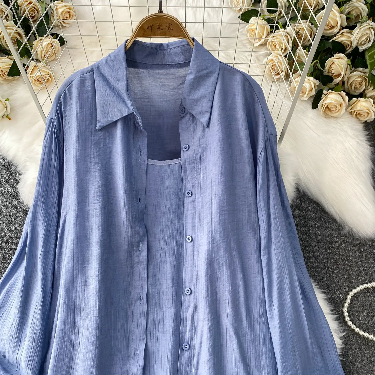 Muslim Women Shirt Dress Two Piece Set Solid Modest Suits Ramadan Musulman Ensemble Morocco Dubai Abayas Islam Outfits Jalabiya