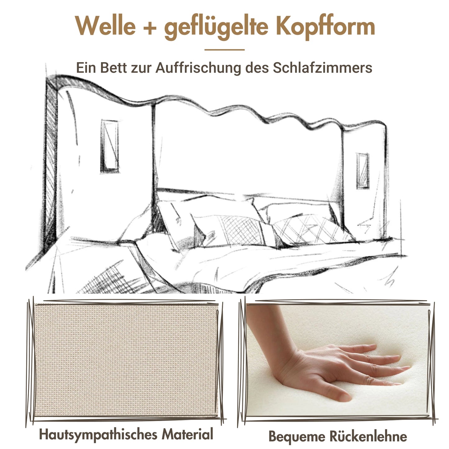 Merax Polsterbett 180x200 Leselampe USB Ladefunktion Stauraumbett Leinen Beige Holz Metall