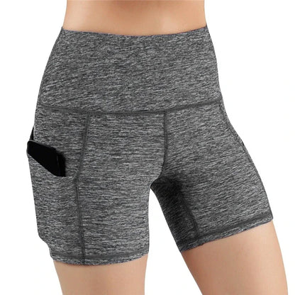 Women gym shorts High Waist Lifting Push Up Tight Yoga Cycling biker shorts Phone Pocket Jogging Running Fitness Short Pant lady