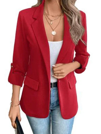 Frauen S-2XL Größe Pendler Neue Stil Langarm Mantel Mode Strickjacke Kleinen Anzug Elegante Einfarbig Casual frauen Anzug tops