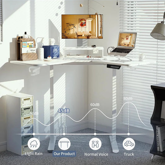 L-förmiger Stehpult, höhenverstellbar, elektrischer Eckschreibtisch, Sitzständer, anhebbarer Computertisch, Heimbüro-Gaming-Tisch
