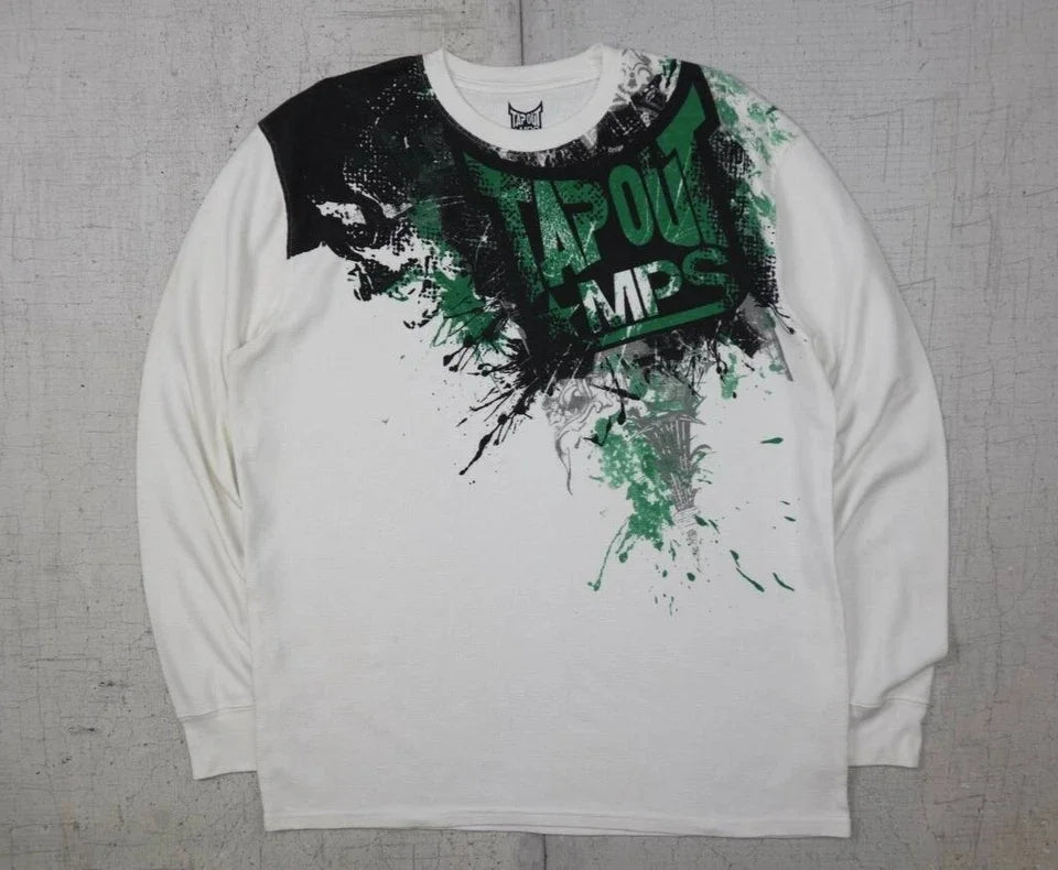 Y2K Oversized Long Sleeve Tapout T-Shirt Hip Hop Gothic Streetwear Unisex Couple Tee Summer Casual Fashion Round Neck Loose Fit.