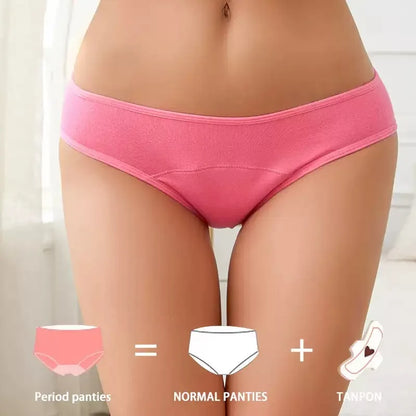 Women's Physiological Briefs 4-Layer Absorbent Leakproof Menstrual Pantie Euro Size Girl Period Panty Mid Waist Cotton Underwear.