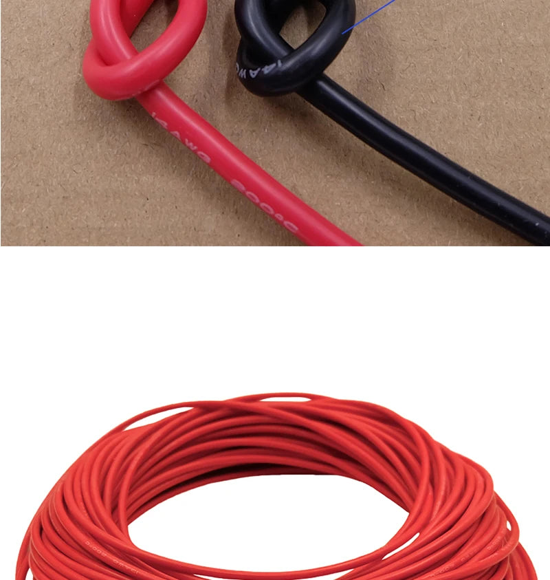 Soft Silicone Cable Auto Car Battery Automotive Wiring 30 28 26 22 20 18 16 14 12 8AWG Heat-resistant Electrical Wire Red Black.