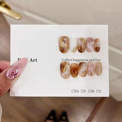 10Pcs Short Oval Handmade Press on Nails Cat Eye Fake Nails Simple False Nails Full Cover Nail Tips 네일팁 Накладные Ногти Uñas.