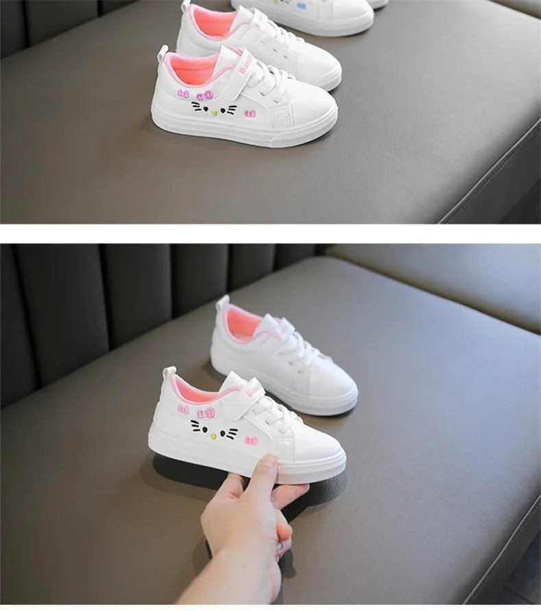 2023 Children's Little White Shoes Girls' Student Flat Bottom Casual Sports Shoes Low Top Spring Korean Plate Shoes.