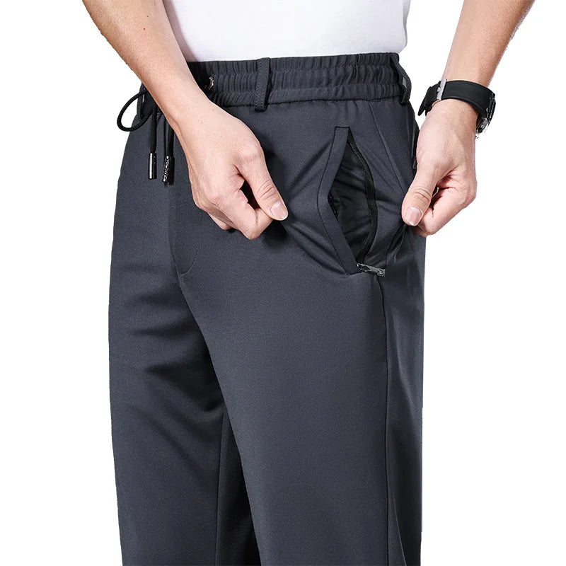 Big Size 10XL Winter Pants Men Fleece Lined Elastic Waist Strtch Trousers Male Thick Warm Straight Business Work Wear Plus Large.