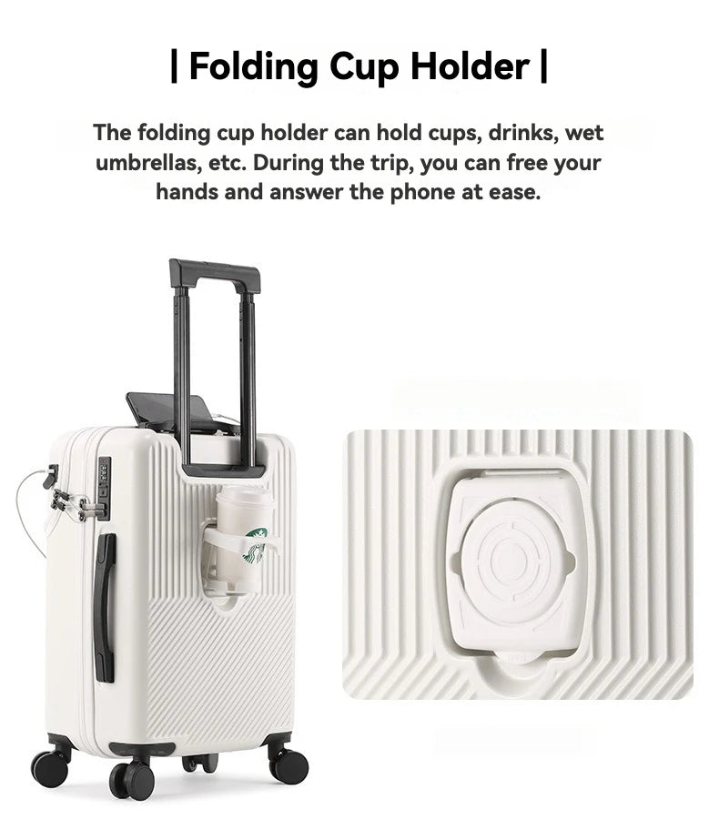 2024 neue langlebige Gepäcksets Koffer vorne offen TSA-Schloss USB Slient Spinner Wheel Charging Herren Handgepäck Reisen 20/22/24/26.