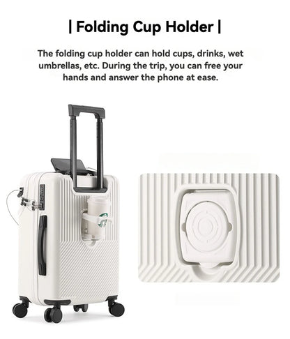 2024 neue langlebige Gepäcksets Koffer vorne offen TSA-Schloss USB Slient Spinner Wheel Charging Herren Handgepäck Reisen 20/22/24/26.