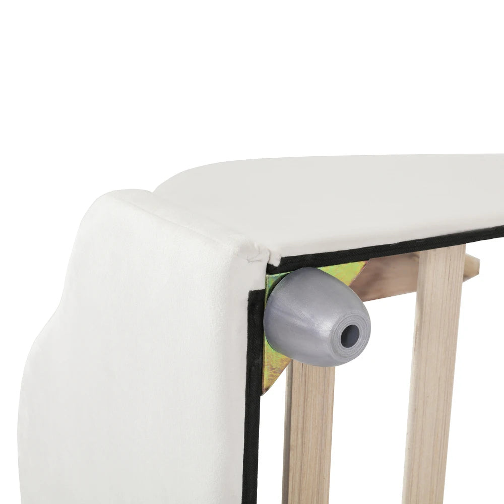 Kinderbett 90 x 200 cm hohes Geländer, Kinderbettgestell mit wolkenförmigem Kopf und Fußteil, Bett aus hautfreundlichem Samt