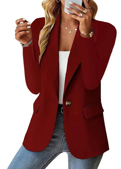 Modische Casual Frauen Blazer 2024 Frühling Herbst Neue Einfarbig Drehen Unten Kragen Langarm Anzug Mantel Elegante Büro Dame.