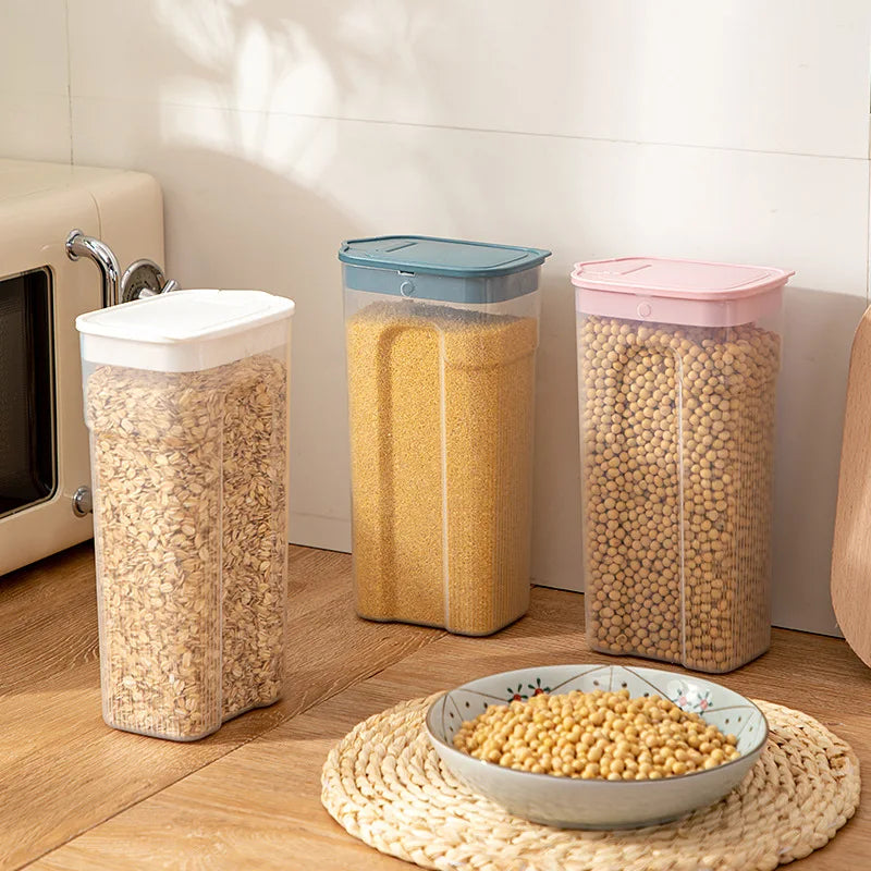 Kitchen Transparent Sealed Jar Plastic Household Cereals Grains Storage Box Hermetic Cans Organizer Bulk Classified Container.