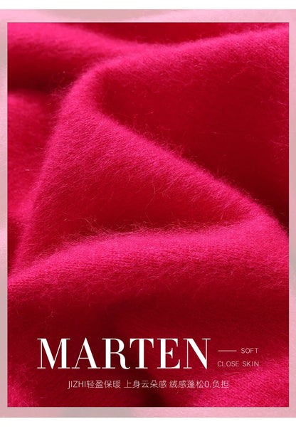 Women's Round-neck Mink Cashmere Sweater Soft Pullover Jumper Comfortable Knitted Top for Autumn Winter Pure Mink Material