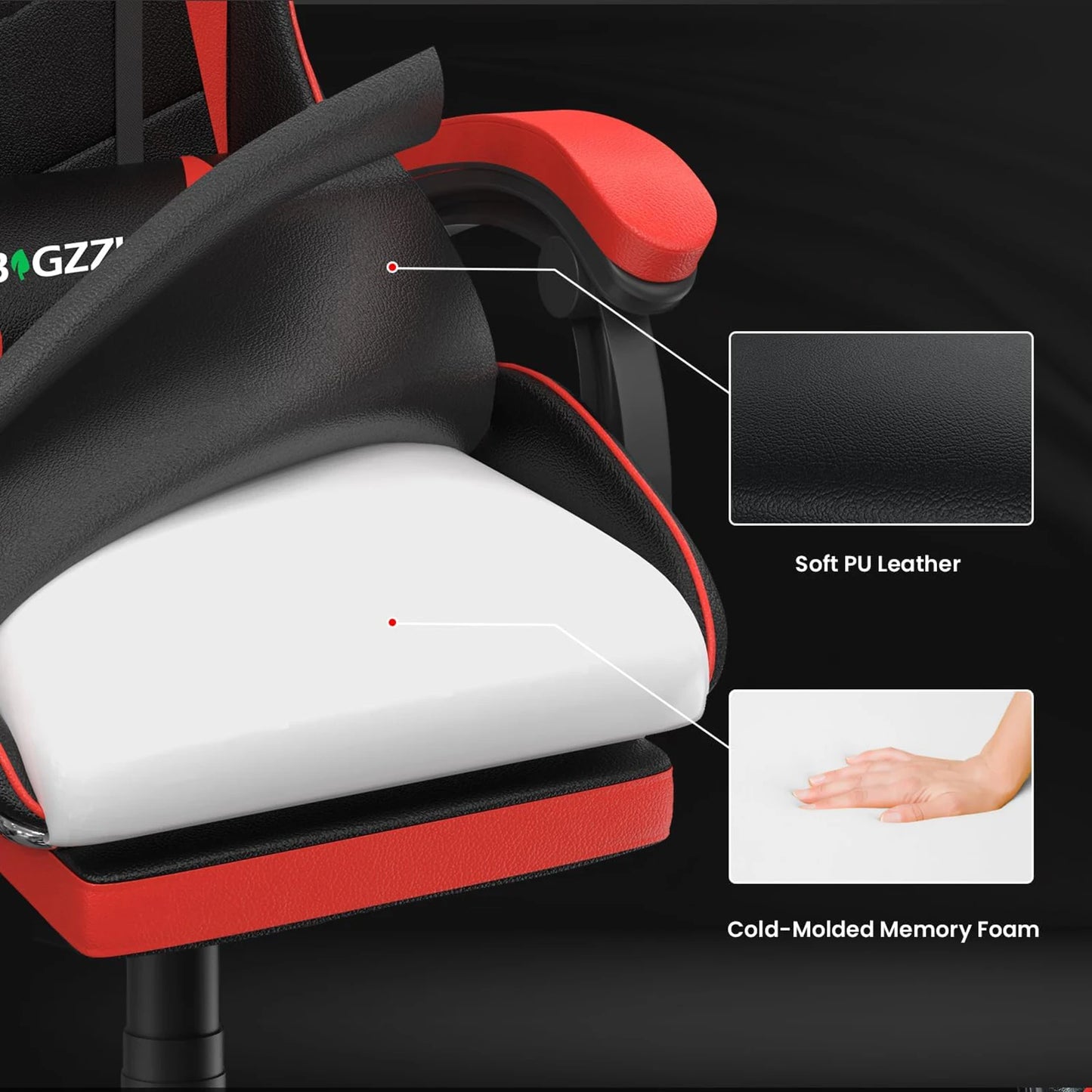 Gaming-Stuhl mit Fußstütze, ergonomischer Gaming-Stuhl mit Lendenkissen, Kopfstütze, Gaming-Stuhl, höhenverstellbarer Computerstuhl