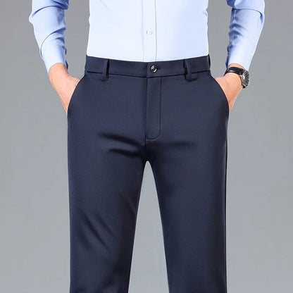 2025 Autumn Winter Suit Pants Men Baggy Straight Business High Waist Work Thick Embroidery Long Formal Trousers Male Plus Size.