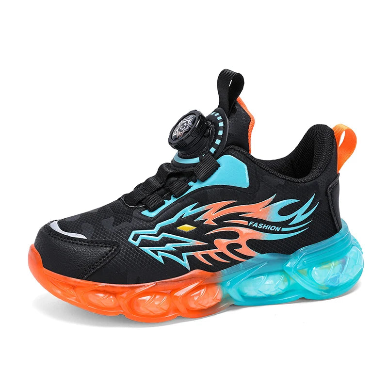 New Anti-skid Leather Kids Sneakers for Boys Running  Walking Lightweight Casual Shoes With Fashion Dragon Pattern Size 28-39.