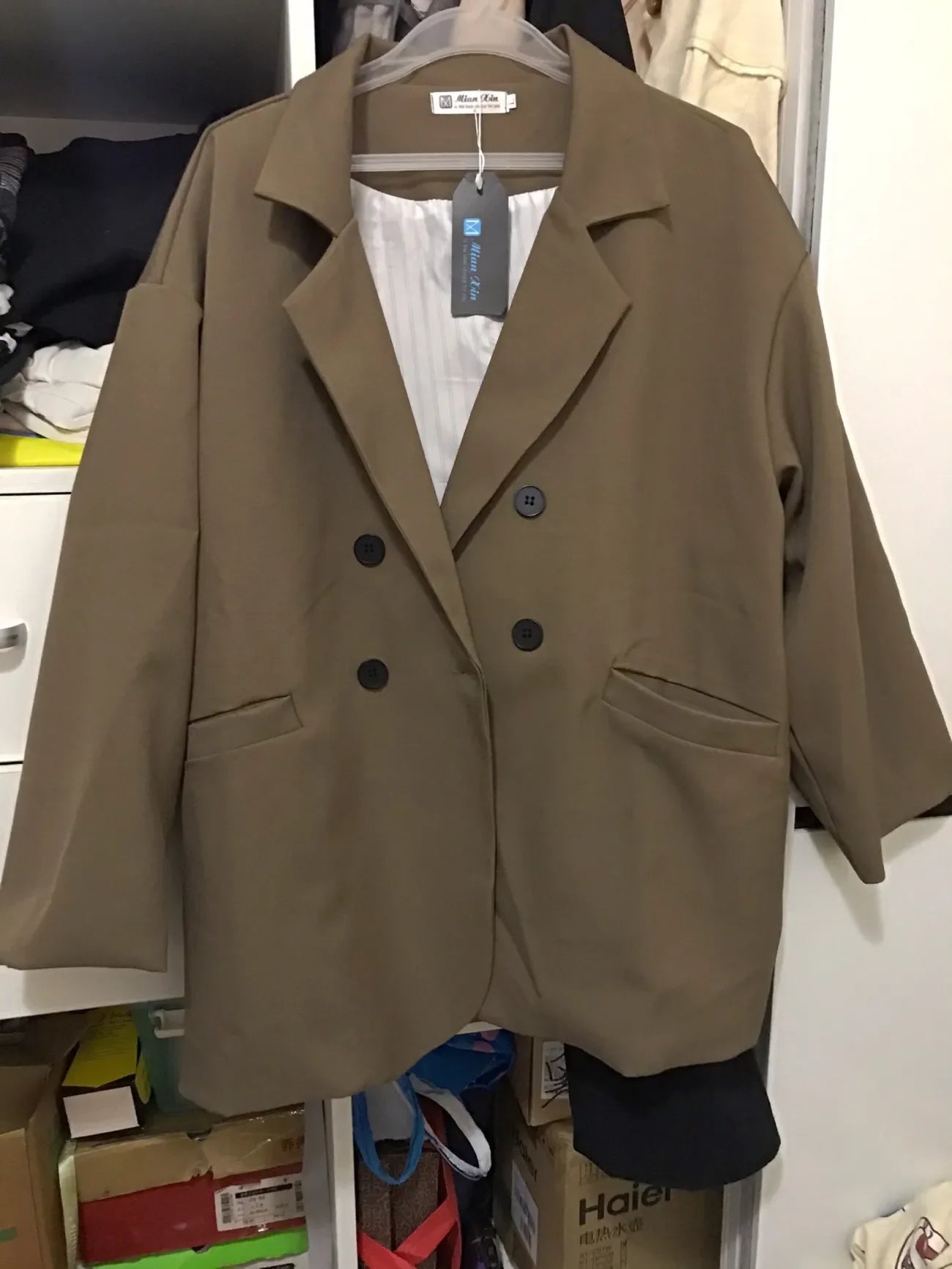 Neue 2025, Vintage Lose Frauen Solide Blazer Herbst Chic Zweireiher Weibliche Lange Hülse Anzug Jacken Stilvolle Damen Blazer