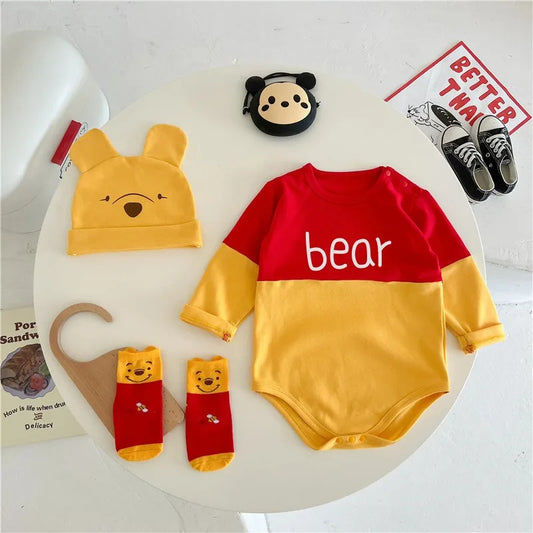 Winnie The Pooh Bär Baby Body Neugeborenen Langarm Strampler Kleinkind Jungen Mädchen Overall Kleidung K3529