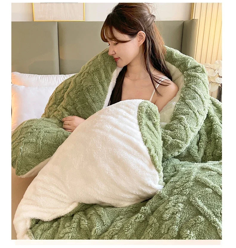 New Super Thick Winter Warm Blanket for Bed Artificial Lamb Cashmere Weighted Blankets Soft Comfortable Warmth Quilt Comforter.