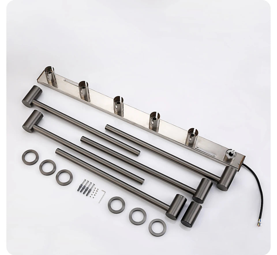 Bathroom Electric Heated Towel Rail Warmer Digital Display Temperature Time Control Smart Home Concealed Bar 304 Stainless Steel.