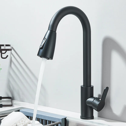 Pull Out Kitchen Faucet 360 Rotate Shower/Stream Sprayer Head Mixer Hot and Cold Water Tap Deck Mounted