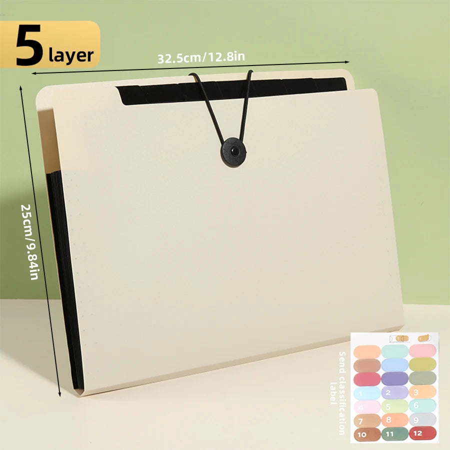 Three Colors Horizontal A4 Folder Students Office Business Trip Multi-layer Large Capacity 5/8/13 Layers Storage Organ Bag.