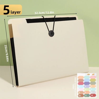 Three Colors Horizontal A4 Folder Students Office Business Trip Multi-layer Large Capacity 5/8/13 Layers Storage Organ Bag.
