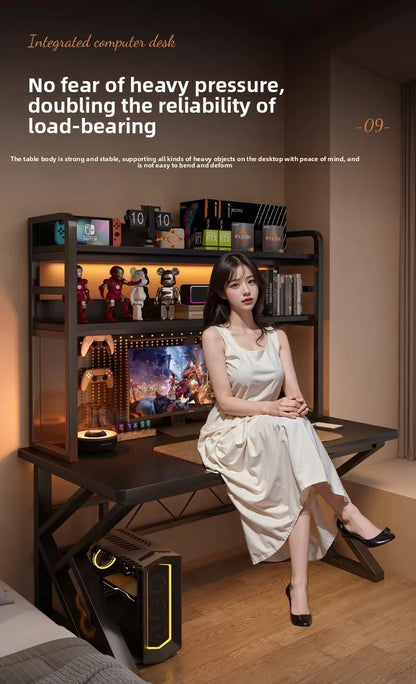 Schreibtisch, Bücherregal, integrierter Schreibtisch mit Lochbrett, Schlafzimmer, E-Sport-Tisch, Desktop-Computertisch