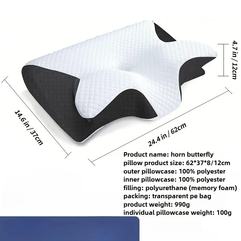 Butterfly Sleep Memory Neck Pillow Slow Rebound Comfortable Memory Foam Sleep Pillow Cervical Orthopedic Neck Massage Bed Pillow.