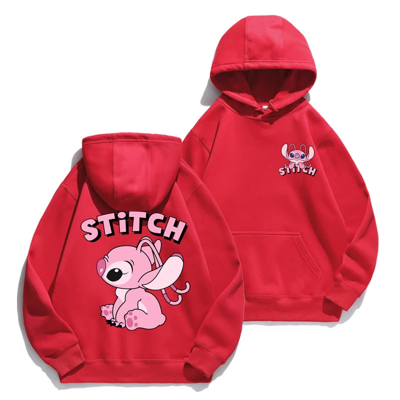 Stitch Hoodie Disney Autumn and Winter Cartoon Anime Long Sleeved Loose Fitting Clothes Couple Outfit Jacket.
